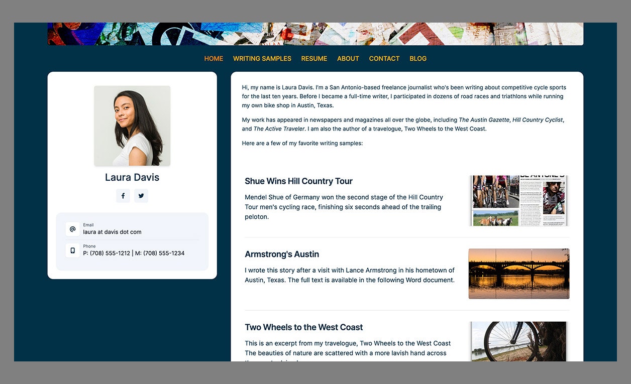 Screenshot of Writer's Residence site